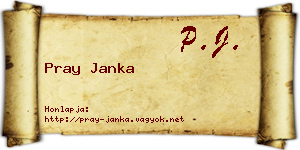 Pray Janka névjegykártya